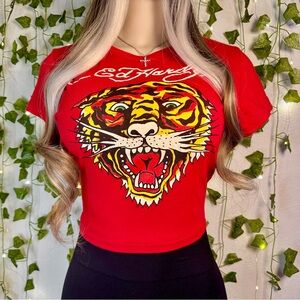 Ed Hardy Red Tiger Graphic Crop Top